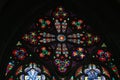 Stained glass in Votiv Kirche The Votive Church in Vienna Royalty Free Stock Photo