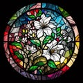 Stained glass white lilies flowers