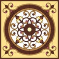 Stained glass window. Abstract Flower in square frame, geometric, window on the ceiling in square frame, symmetric composition, ve Royalty Free Stock Photo