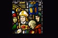 Stained glass window art by Harry Clarke depicting the consecration of Saint Mel as Bishop of Longford