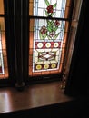 Stained glass window in Assembley Hall in temple square Royalty Free Stock Photo