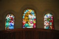 Stained glass window in the Basilica of the Annunciation, Nazareth, Israel.JPG Royalty Free Stock Photo