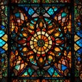 Stained glass window in the Basilica of Our Lady of the Rosary in Paris, France