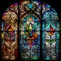 Stained glass window in the Basilica of the Sacred Heart of Jesus in Paris, generative ai