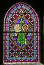 Stained glass window of the Basilica of St-Saveur in Rocamadour, France