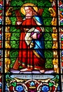 Stained glass window in the Cathedral Basilica of Saint Francis of Assisi Royalty Free Stock Photo