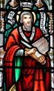 Stained glass window in the Cathedral of St. John the Baptist Royalty Free Stock Photo