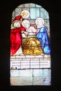 Stained glass window in the Basilica of the Annunciation, Nazareth, Israel.JPG Royalty Free Stock Photo