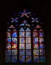 Stained-glass window in catholic church in Prague Royalty Free Stock Photo