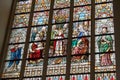 A Stained glass window church Belgium Flanders Bruges Royalty Free Stock Photo