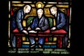 A stained glass window of church founders Royalty Free Stock Photo