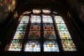 stained-glass window in a church (saint-eustache) in paris (france) Royalty Free Stock Photo