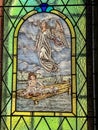 Stained glass in the window of the Church of Saint Michael the Archangel in MÃâochÃÂ³w, showing Royalty Free Stock Photo