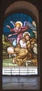 Stained glass window. Church of St. Joseph Royalty Free Stock Photo