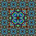 Stained-glass window with colored piece. Royalty Free Stock Photo