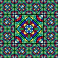 Stained-glass window with colored piece. Royalty Free Stock Photo