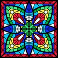 Stained-glass window with colored piece. Royalty Free Stock Photo