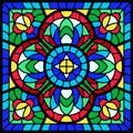 Stained-glass window with colored piece. Royalty Free Stock Photo