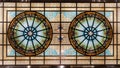 Stained glass ceiling,colorful glass window building roof Royalty Free Stock Photo