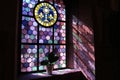 stained-glass window in a convent at the mont-sainte-odile - france Royalty Free Stock Photo