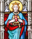 Stained Glass - Mother Mary and the Sacred Heart Royalty Free Stock Photo