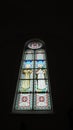 The stained glass window in the church Royalty Free Stock Photo