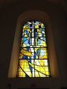 Stained glass window in Derby Cathedral, England. Royalty Free Stock Photo