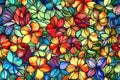 Stained glass window design with colorful floral pattern Royalty Free Stock Photo