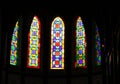 Stained glass window in details and patterns Royalty Free Stock Photo