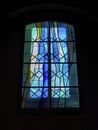 Stained glass window of the evangelical church Heilandskirche in Kaiser Josef Square, in the city center of Graz, Steiermark,