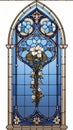 a stained glass window with flowers Royalty Free Stock Photo