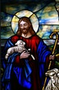 Stained Glass Window The Good Shepherd Royalty Free Stock Photo