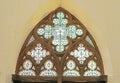 Stained glass window at the historic 14th century Lala Mustafa Pasha Mosque also St. Nicholas Cathedral, Famagusta, Cyprus