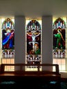 stained glass window inside catholic church Royalty Free Stock Photo