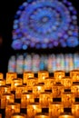 Stained Glass Window inside Notre-Dame Cathedral Royalty Free Stock Photo