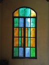 Stained glass window installed at the home interior