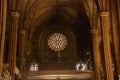 Stained glass in the window. Interior Catholic Cathedral. Manila, Philippines Royalty Free Stock Photo