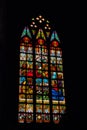 Stained glass in the window. Interior Catholic Cathedral. Manila, Philippines Royalty Free Stock Photo