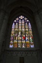 Stained glass window of the Cathedral of St. Michael and St. Gudula in Brussels Royalty Free Stock Photo