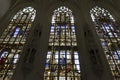 Stained glass window of the Cathedral of St. Michael and St. Gudula in Brussels Royalty Free Stock Photo