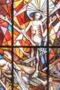 Stained glass window of Jesus Christ crucified Royalty Free Stock Photo