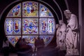 Stained glass window in the Museum of the Opera Duomo Siena. Royalty Free Stock Photo