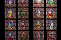 Stained glass window in Notre dame cathedral, Paris Royalty Free Stock Photo