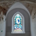 Stained glass window of the old monastery Royalty Free Stock Photo