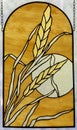 Stained Glass Window Panel of Harvest Moon