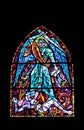 Stained glass window in Parish Church of the Holy Blood in Graz Royalty Free Stock Photo