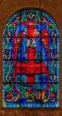 Stained glass window at Paroisse Saint Pierre de Montmartre or Church of Saint Peter of Montmartre one of oldest churches in Paris Royalty Free Stock Photo