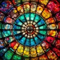 stained glass window pattern rainbow colorful poster background wall art. Royalty Free Stock Photo