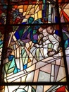 A stained glass window in Poland of the assassination attempt of St. John Paul II
