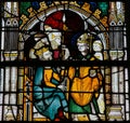 Stained glass window in Rouen Cathedral, France